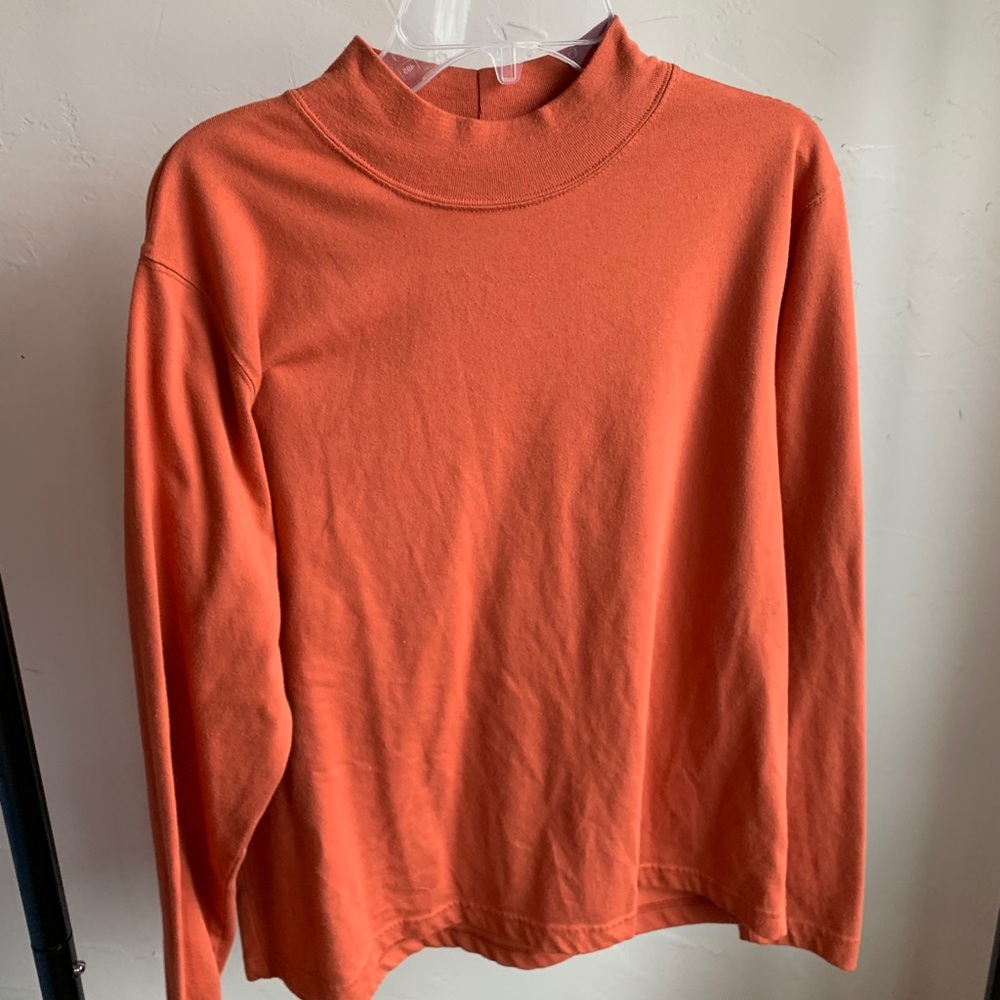 Orange Mock-Neck Tee